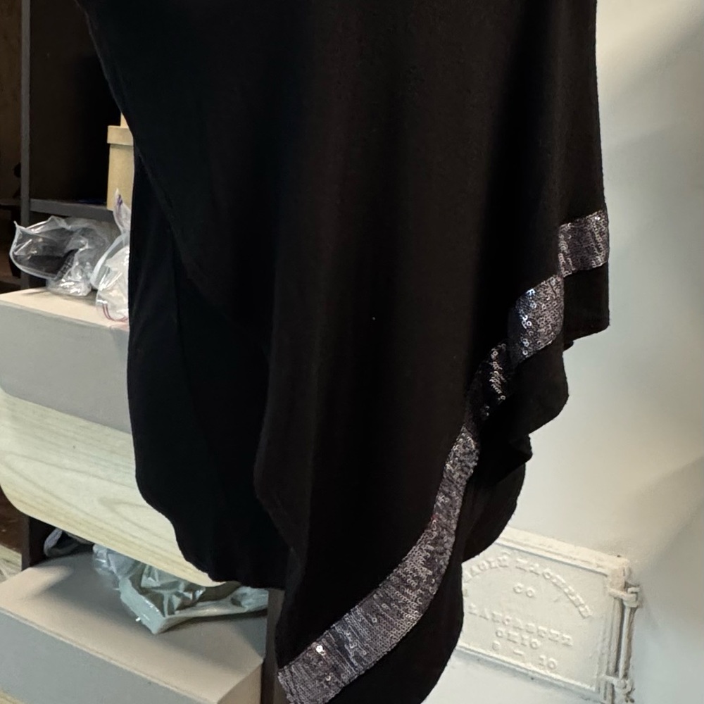 Guess by Marciano  one shoulder Black Blouse with Silver Accents